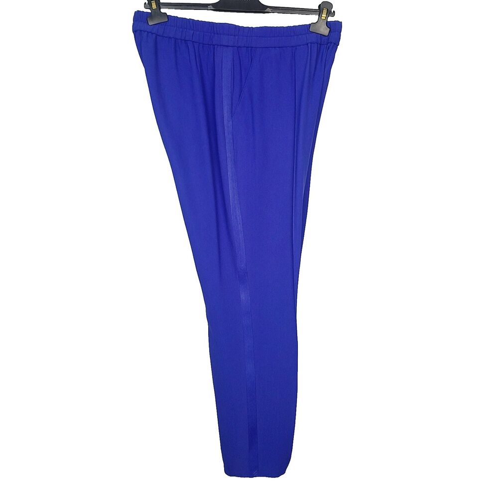 Escada Dress Pants 42 EU L US Royal Blue Lightweight Straight Pull-On‎ Slacks